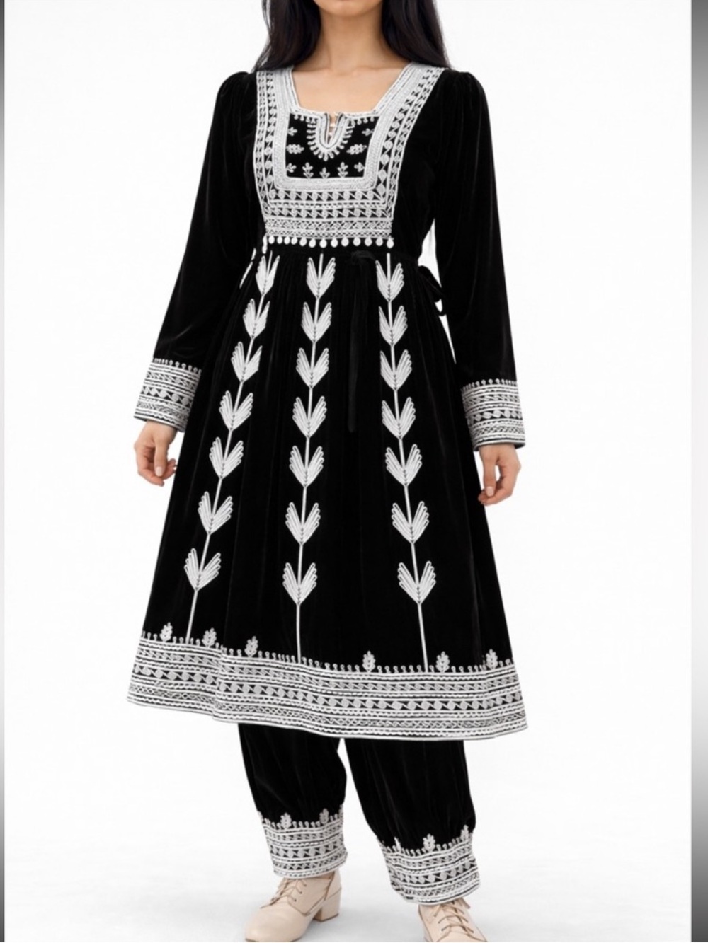 Vintage Black and Silver traditional Afghan clothes